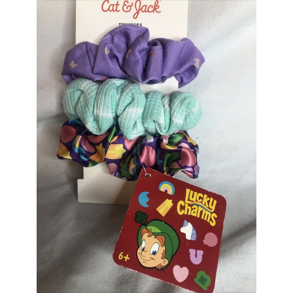 Cat & Jack Set Of 3 Lucky Charms-themed hair scrunchies New
